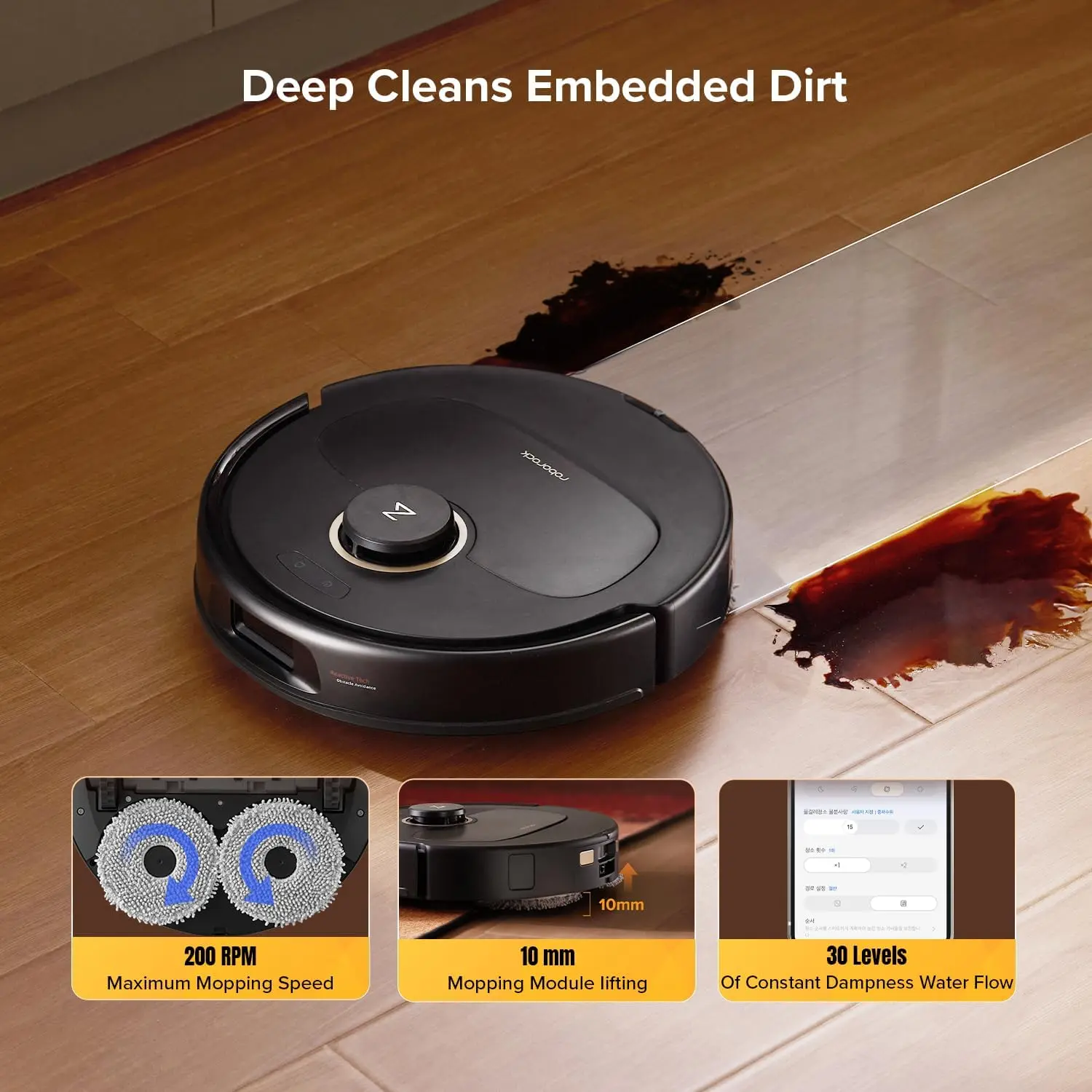 roborock Qrevo S5V Robot Vacuum and Mop, FlexiArm Edge Mopping, 12,000Pa Suction, Dual Zero-Tangle System, Smart Obstacle Avoidance, 10mm Mop Lifting, Auto Mop Washing&Drying, Self-Emptying&Refilling image 6