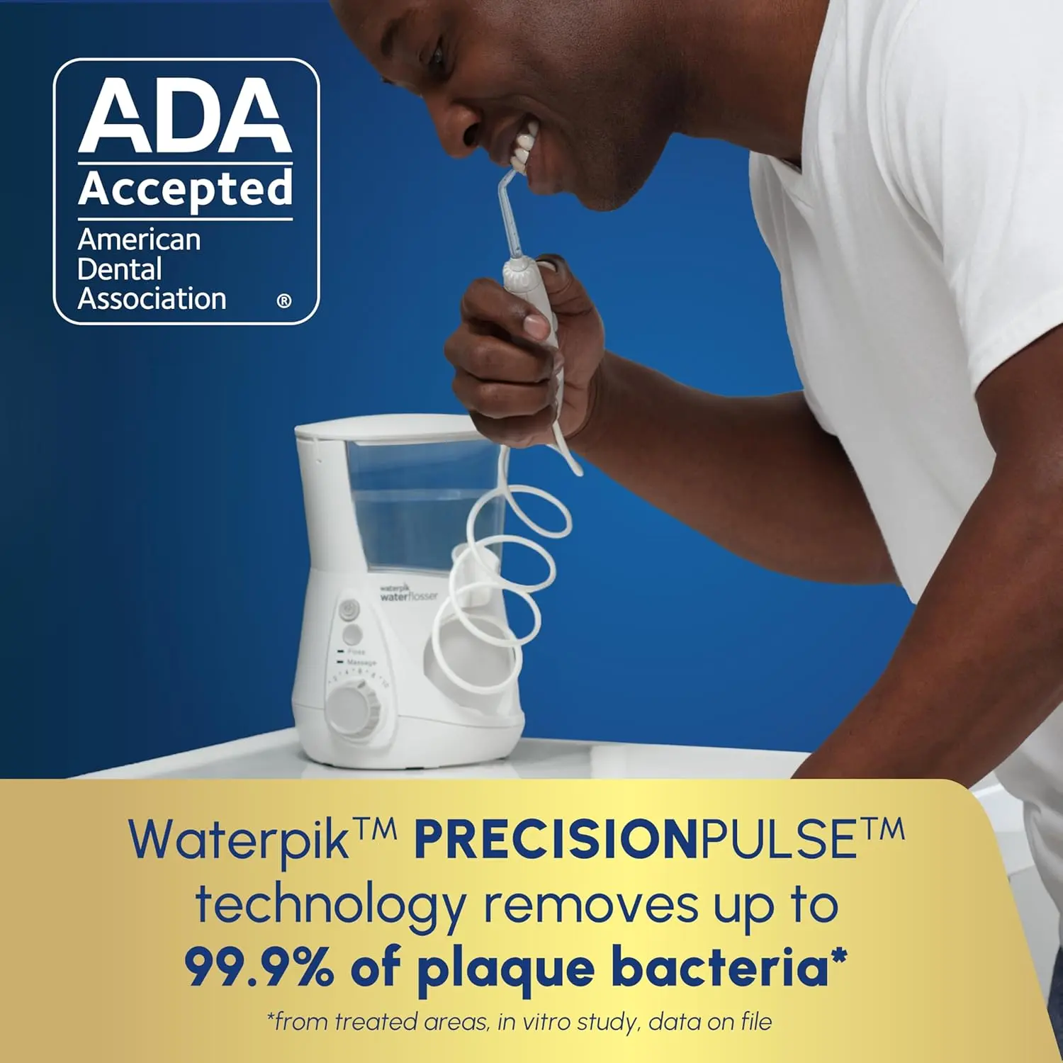 Waterpik Aquarius Water Flosser For Teeth Cleaning, Gums, Braces, Dental Care, Electric Power With 10 Settings, 7 Tips For Multiple Users And Needs, ADA Accepted, White WP-660, Packaging May Vary image 3