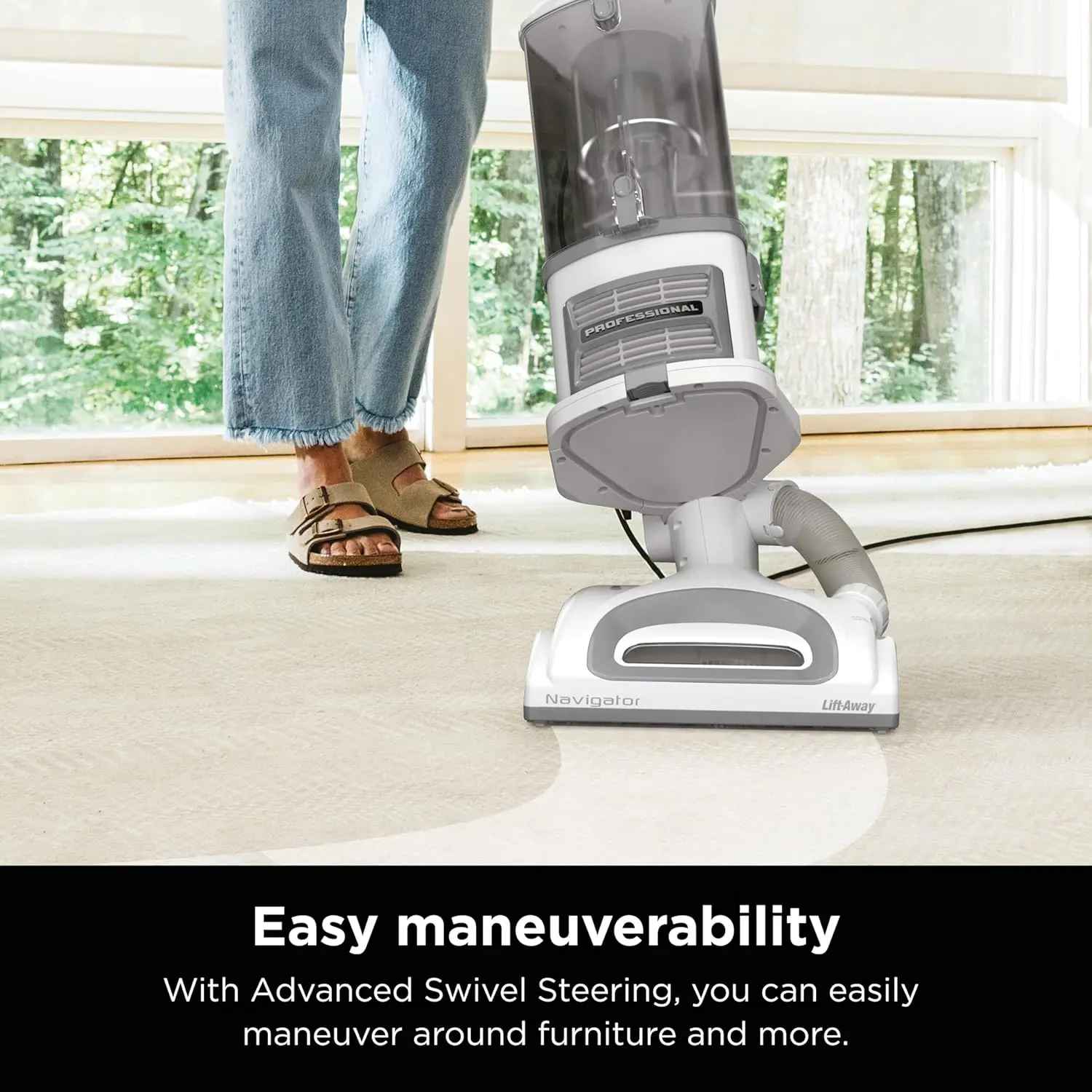 Shark | Upright Vacuum Cleaner | Navigator Lift-Away | Swivel Steering | HEPA Filter | Vacuum for Pet Hair | Crevice Tool & Dusting Brush Included | For Carpets & Hard Floors | White/Silver | NV356E image 2