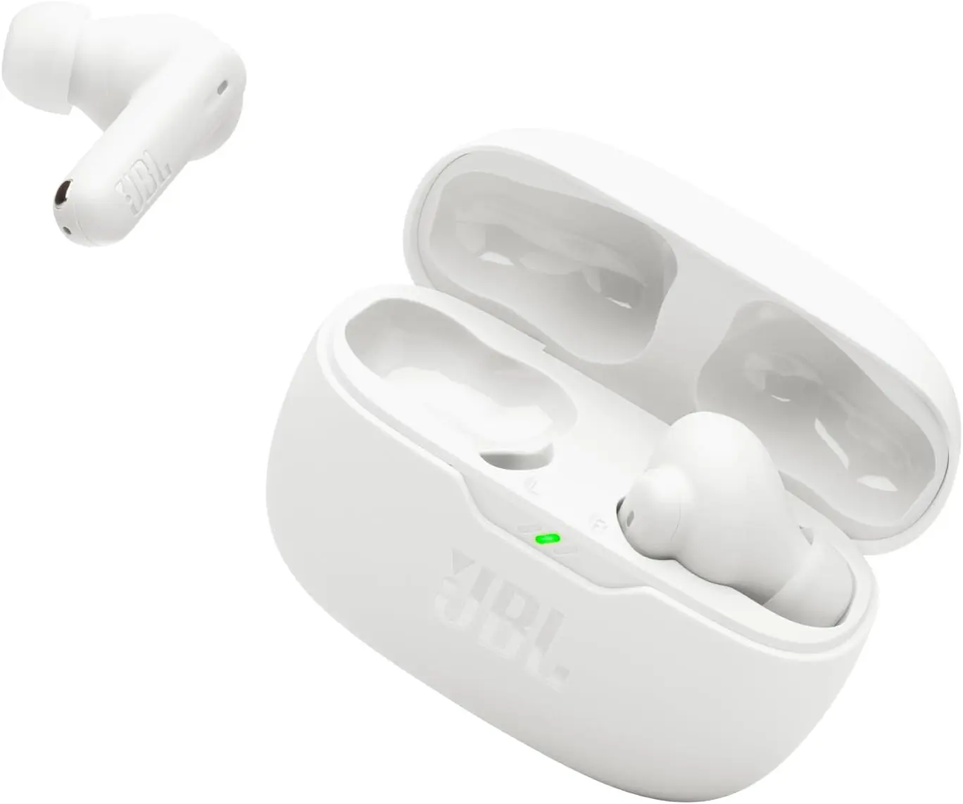 JBL Vibe Beam 2 - True Wireless Noise Cancelling Earbuds Pure Bass Sound & Smart Ambient Technology, 4mics for Crisp, Clear Calls, up to 40Hrs of Playback, IP54 Dust & Water Resistant (White) image 1