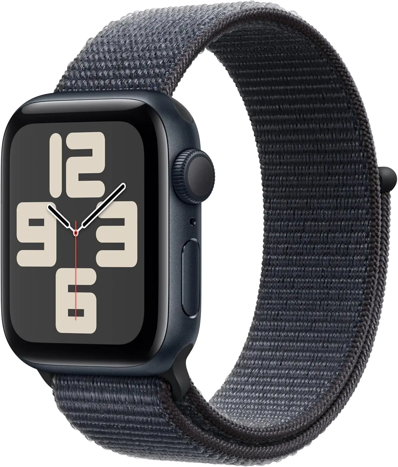 Apple Watch SE (2nd Gen) [GPS 40mm] Smartwatch with Midnight Aluminum Case with Ink Sport Loop One Size. Fitness and Sleep Trackers, Crash Detection, Heart Rate Monitor, Carbon Neutral image 1