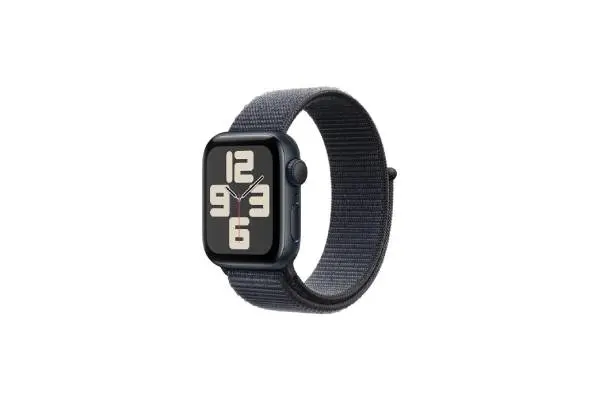 Apple Watch SE (2nd Gen) [GPS 40mm] Smartwatch with Midnight Aluminum Case with Ink Sport Loop One Size. Fitness and Sleep Trackers, Crash Detection, Heart Rate Monitor, Carbon Neutral image