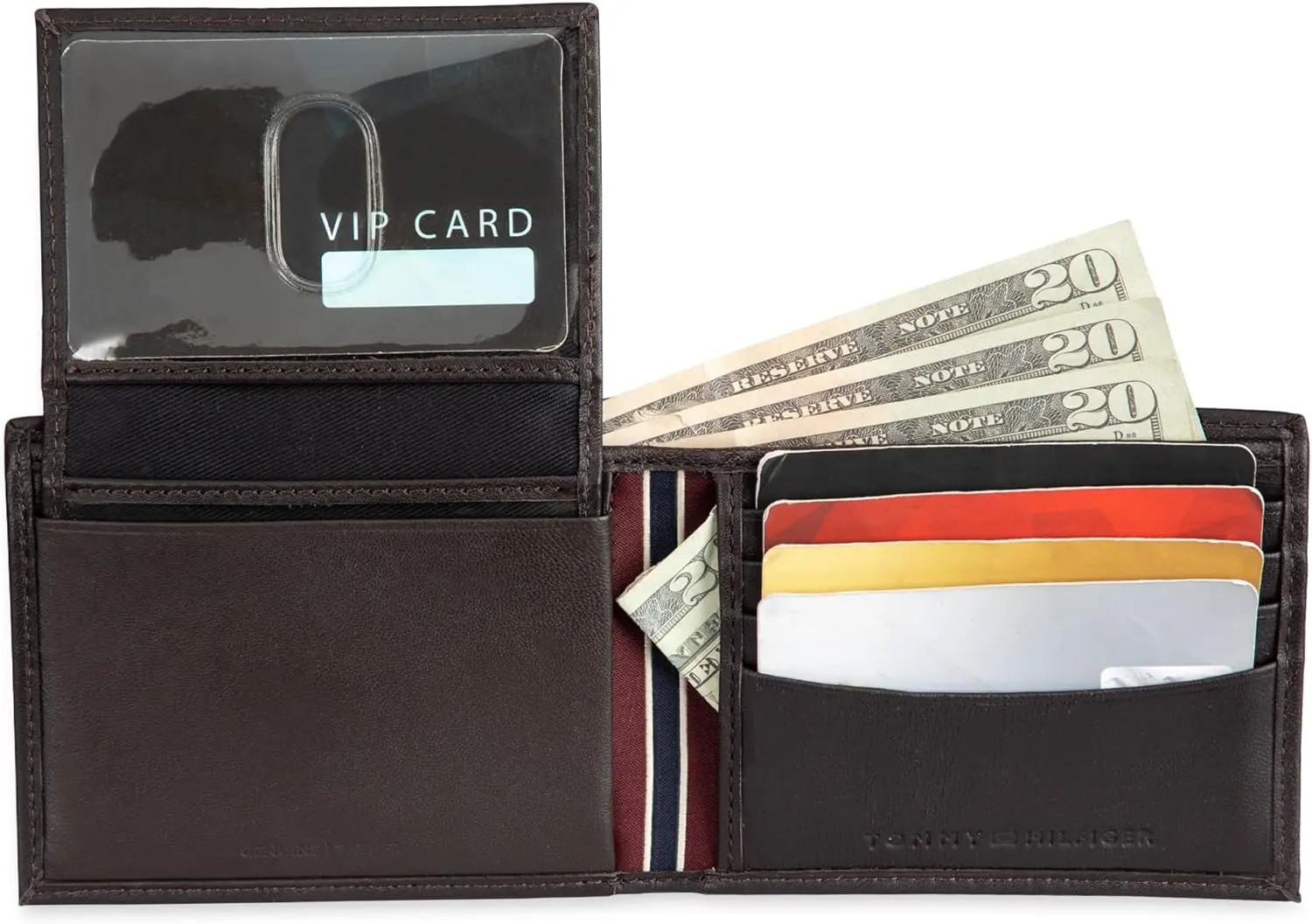 Tommy Hilfiger Men's Leather Wallet - Thin Sleek Casual Bifold with 6 Credit Card Pockets and Removable ID Window, British Tan image 6