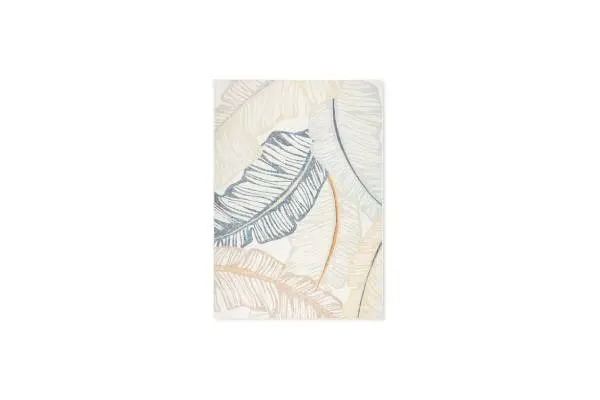 Tommy Bahama Cay Palm Fronds Indoor Outdoor Area Rug, Leaf Coastal Design, UV Fade Resistant, Ivory, 3'11"x5'2" image