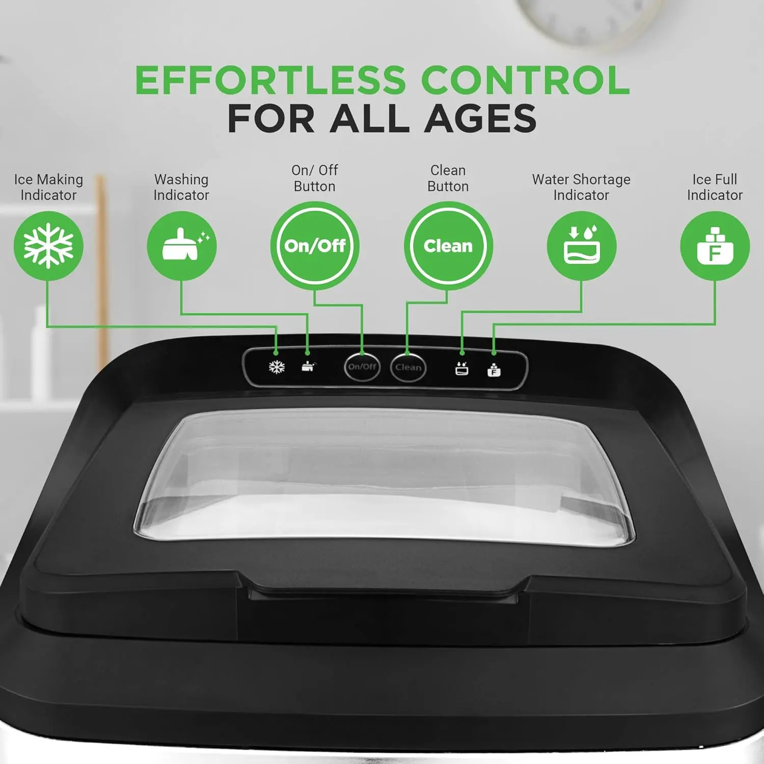 NutriChef Countertop Nugget Ice Maker Machine - Electric Nugget Ice Maker Countertop with Ice Scoop and Basket, Includes Rear-Mounted Hose Drainage, Compact, Convenient, and Incredibly Fast - NCICNUG image 5