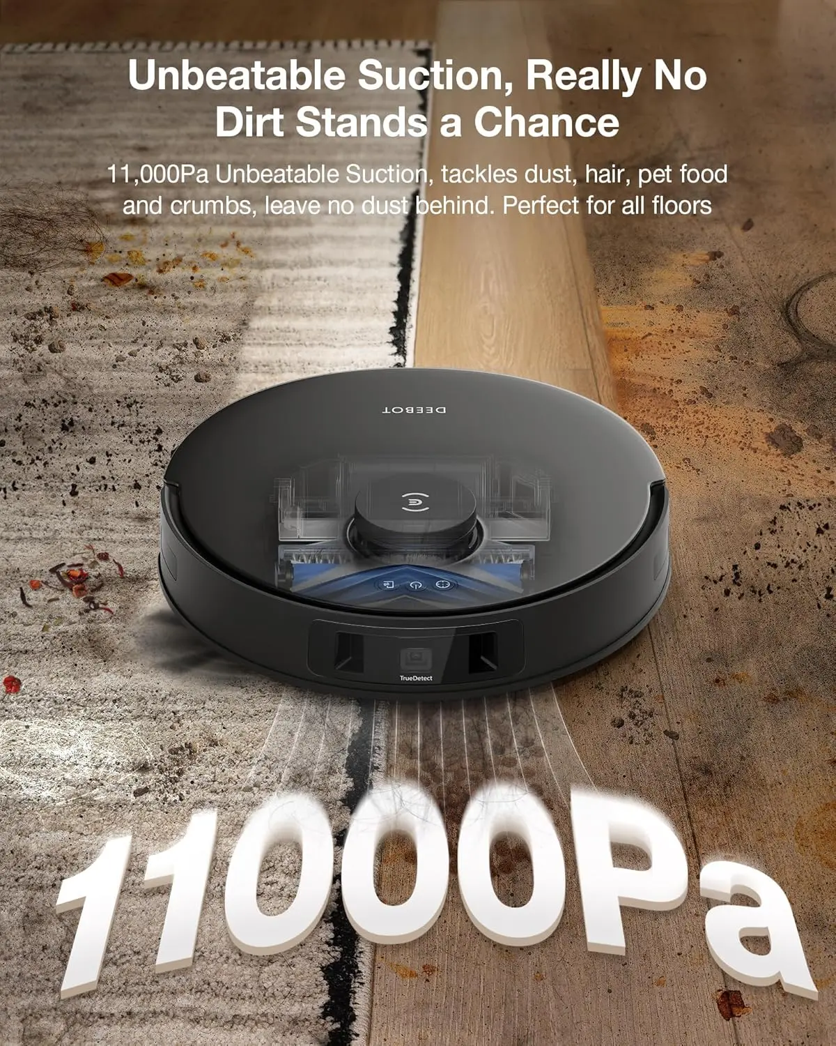 ECOVACS DEEBOT T30S Robot Vacuum and Mop, 11000Pa, ZeroTangle Technology, TruEdge Adaptive Edge Mopping, Hot Water Mop Washing, Self-Emptying, Self Refilling, Auto-Mop Lifting, Obstacle Avoidance image 2