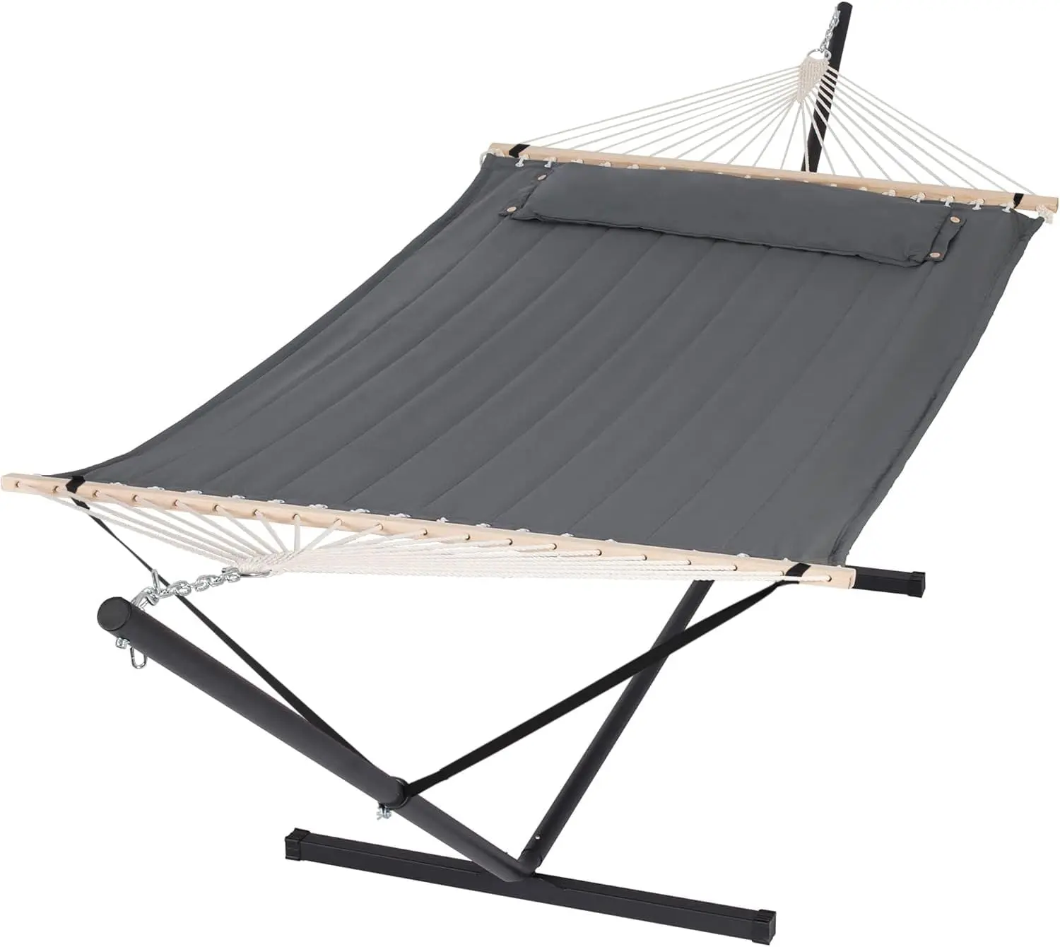 SUNCREAT 2 Person Hammock with Stand, Heavy Duty Portable Hammocks, 475 lbs Capacity, Dark Grey image 1