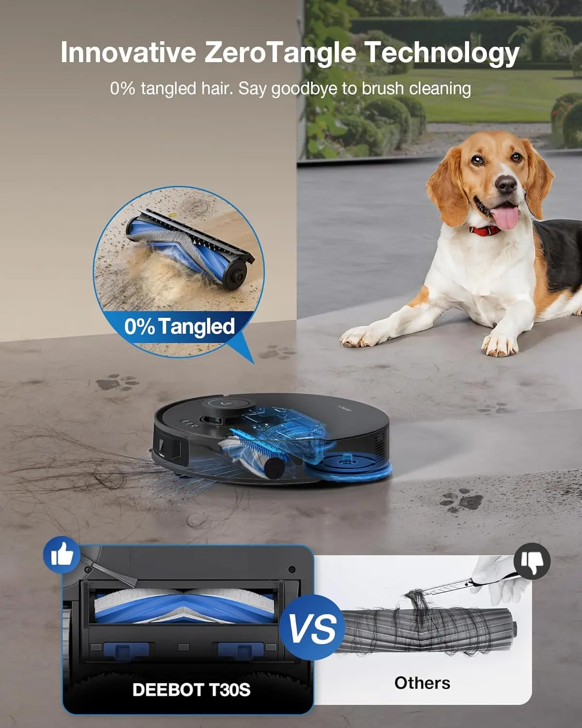 ECOVACS DEEBOT T30S Robot Vacuum and Mop, 11000Pa, ZeroTangle Technology, TruEdge Adaptive Edge Mopping, Hot Water Mop Washing, Self-Emptying, Self Refilling, Auto-Mop Lifting, Obstacle Avoidance image 3