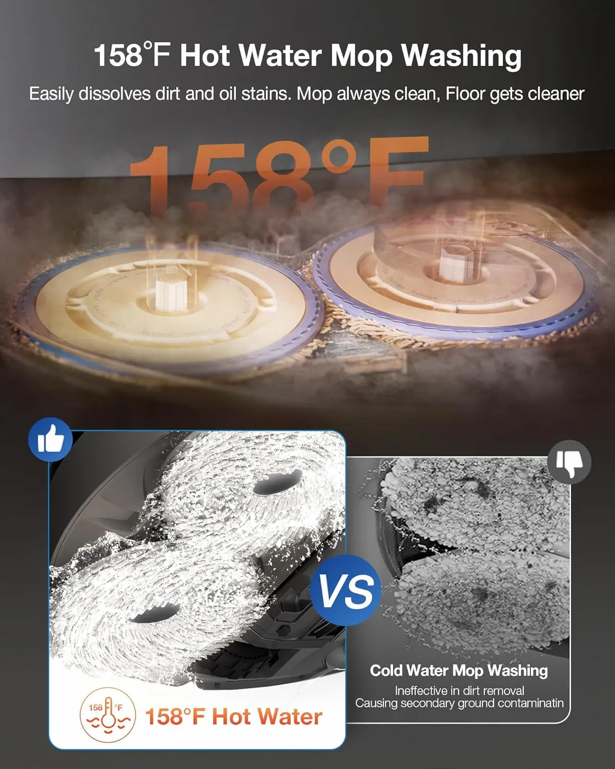 ECOVACS DEEBOT T30S Robot Vacuum and Mop, 11000Pa, ZeroTangle Technology, TruEdge Adaptive Edge Mopping, Hot Water Mop Washing, Self-Emptying, Self Refilling, Auto-Mop Lifting, Obstacle Avoidance image 5