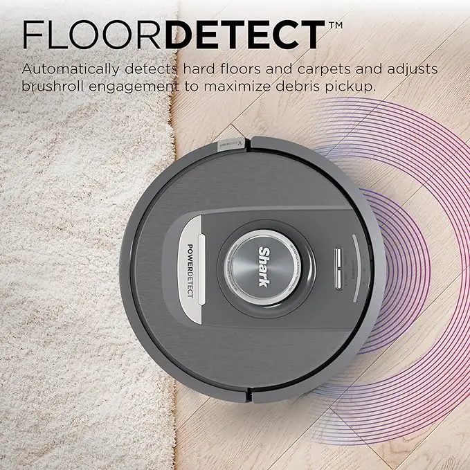 Shark PowerDetect Self-Empty Robot Vacuum with NeverStuck Technology, Auto Deep-Clean Carpets & Hardfloors, XL 60 Day Capacity HEPA Bagless Base Neutralizes Odors, for Pet Hair, Black (AV2820AE) image 5