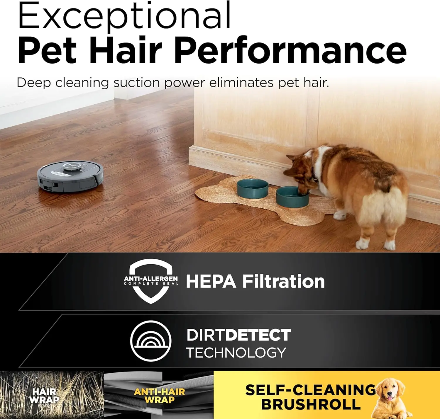 Shark PowerDetect Self-Empty Robot Vacuum with NeverStuck Technology, Auto Deep-Clean Carpets & Hardfloors, XL 60 Day Capacity HEPA Bagless Base Neutralizes Odors, for Pet Hair, Black (AV2820AE) image 12