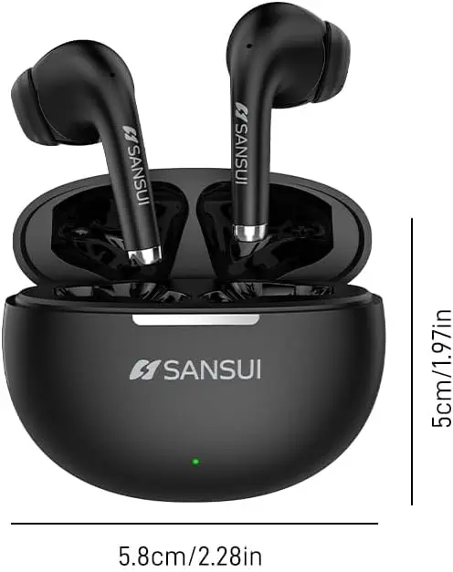 SANSUI W6 True Wireless Earbuds,Active Noise Cancellation,13mm Drivers with Big Bass,Bluetooth 5.4,30H Long Playtime,IPX7 Water-Resistant,Bluetooth Earbuds for Laptop Pad Phones Sports,Black image 7