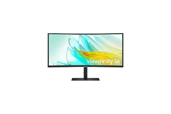 Samsung 34” ViewFinity S65UA Series Ultrawide QHD Curved Monitor, HDR10, 100Hz, 350 nit, USB- C, Adjustable Stand, Intelligent Eye Care, LS34C650UANXGO, Black image