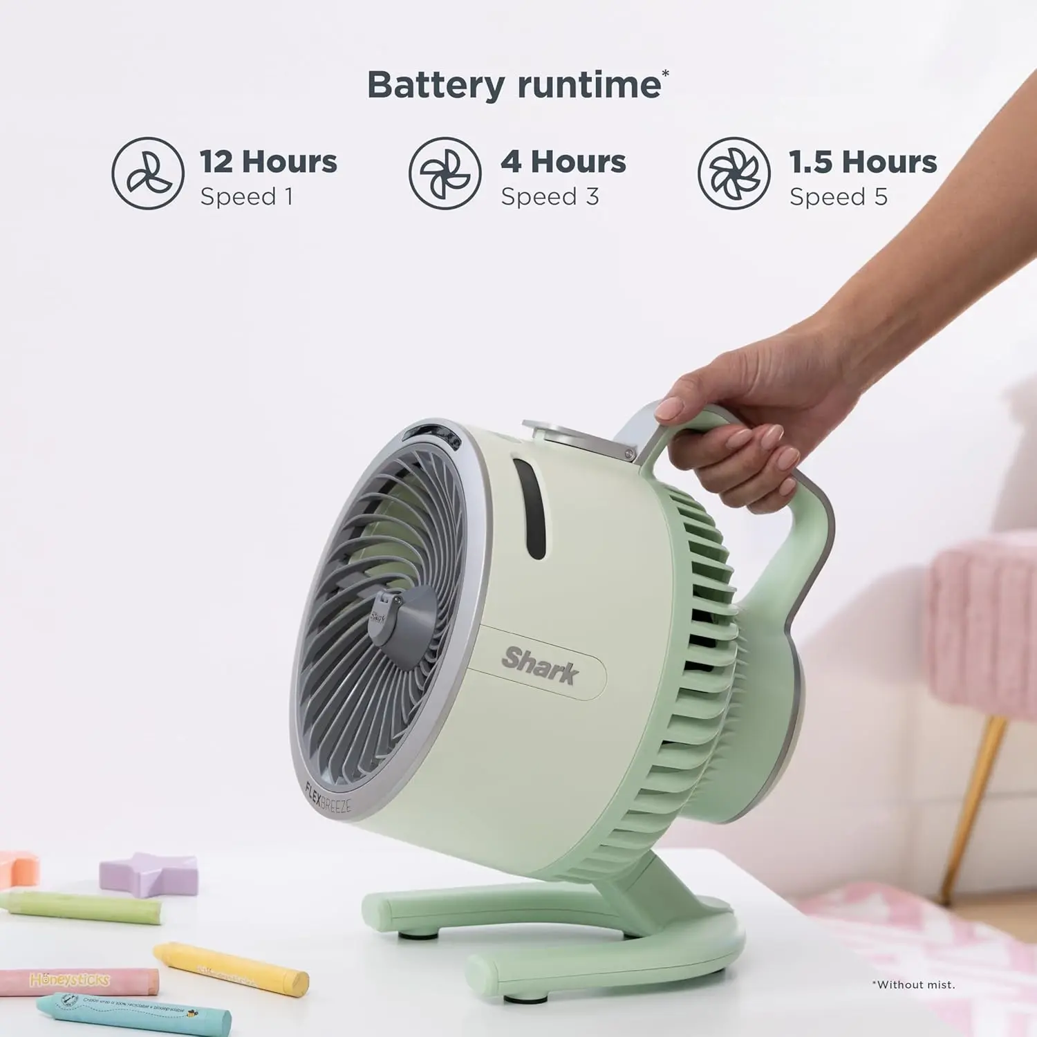 Shark FlexBreeze HydroGo Fan—Ultra-powerful portable fan with indoor + outdoor mist. Corded & cordless, long lasting battery, 5 speeds, evaporative misting, Grey, FA052 image 7