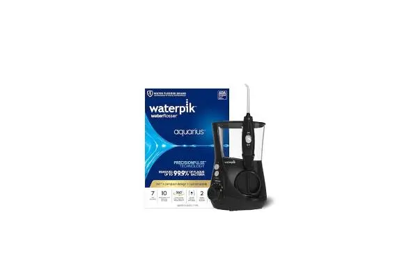 Waterpik Aquarius Water Flosser For Teeth Cleaning, Gums, Braces, Dental Care, Electric Power With 10 Settings, 7 Tips For Multiple Users And Needs, ADA Accepted, Black WP-662, Packaging May Vary image