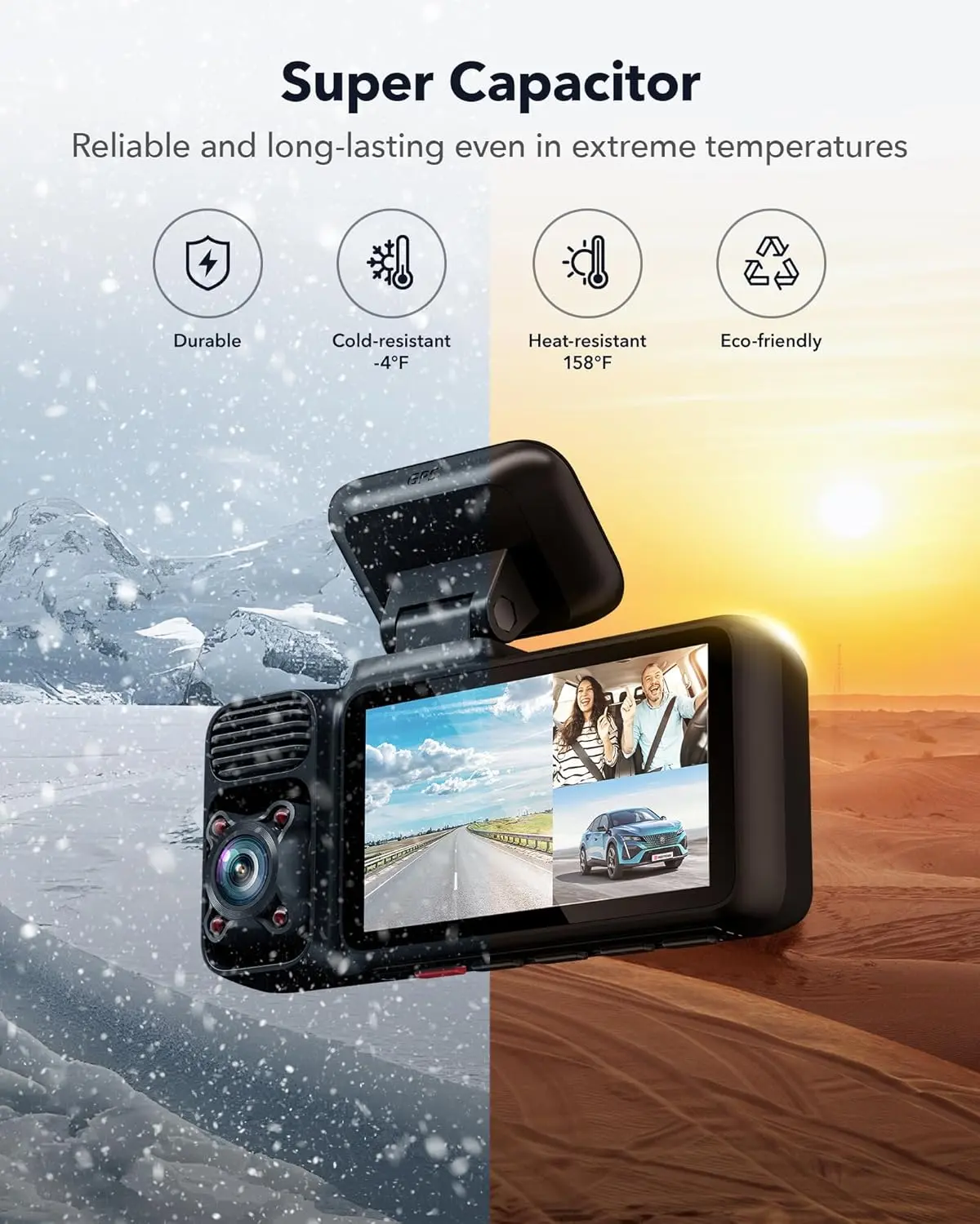 REDTIGER F17 4K 3 Channel Dash Cam, 5GHz WiFi Built-in GPS with 64GB Card, 2160P+1080P+1080P Front and Rear Inside, Triple Car Camera with 3 Inch Screen, IR Night Vision, G Sensor, WDR, Parking Mode image 7