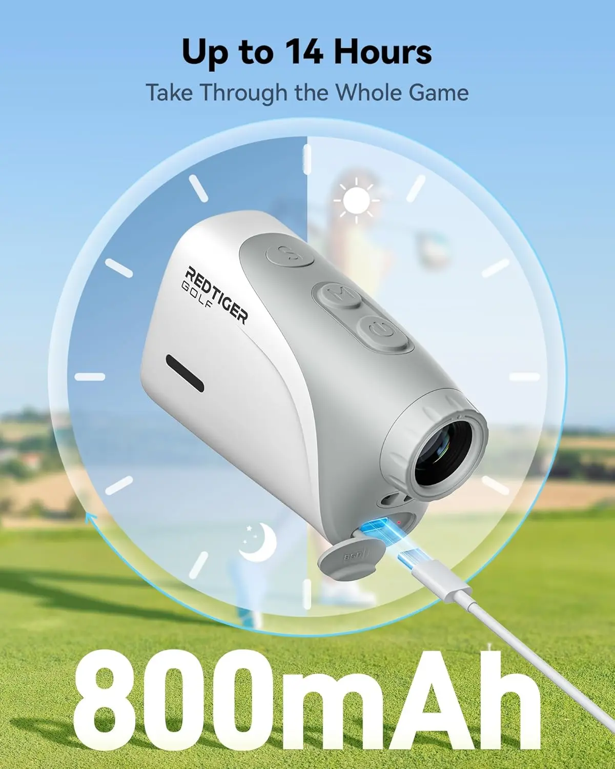 REDTIGER Mini Golf Range Finder with 1200 Yards, IP65 Waterproof and Slope Switch, 7X Magnification, Magnetic & Rechargeable Golf Rangefinder, Flag Pole Lock Vibration image 7