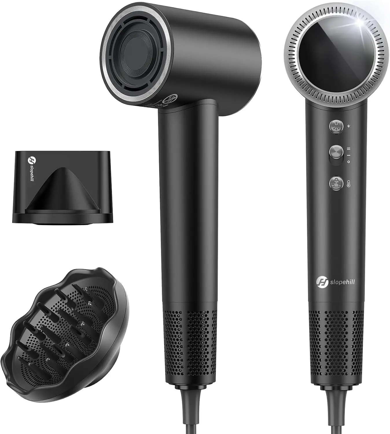 slopehill Hair Dryer - 110,000 RPM High-Velocity Fast Drying + Low Noise + Lightweight + Intelligent Temperature Control Hair Care for Home, Salon and Travel (Dark Black) image 1