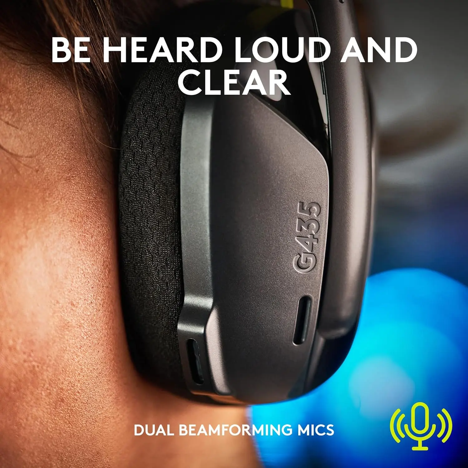 Logitech G435 LIGHTSPEED and Bluetooth Wireless Gaming Headset - Lightweight over-ear headphones, built-in mics, 18h battery, compatible with Dolby Atmos, PC, Mobile - Black image 5