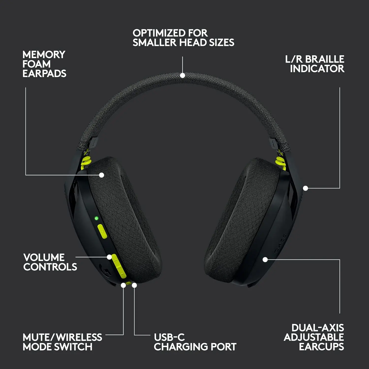 Logitech G435 LIGHTSPEED and Bluetooth Wireless Gaming Headset - Lightweight over-ear headphones, built-in mics, 18h battery, compatible with Dolby Atmos, PC, Mobile - Black image 8