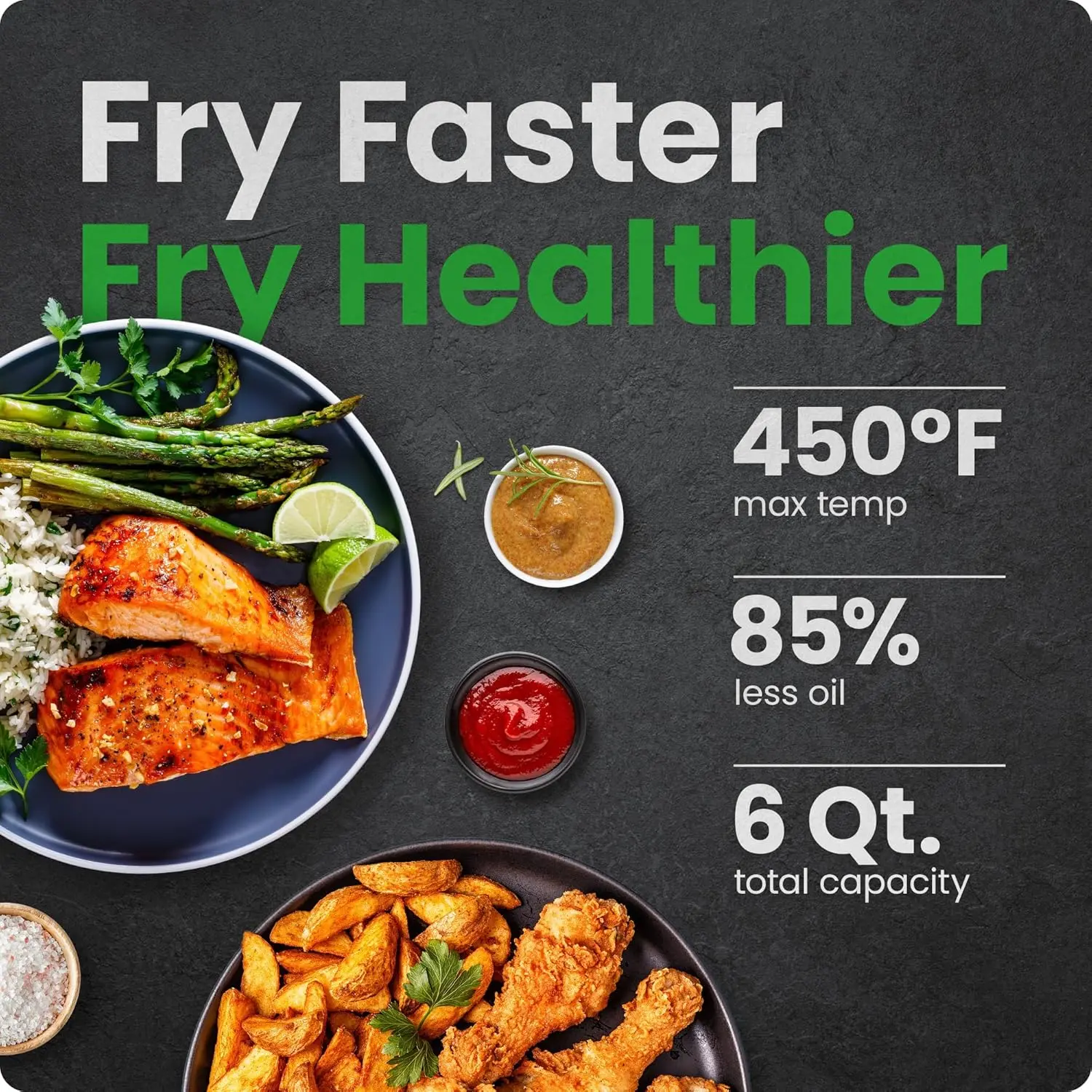 Chefman Air Fryer – 6 QT Compact Airfryer for Quick & Easy Meals, Features Hi-Fry Technology for Extra Crisp, Easy-View Window, Touch Controls with 4 Presets, Nonstick & Dishwasher Safe Basket - Black image 2