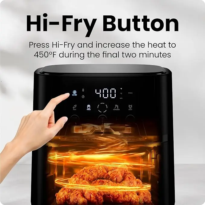 Chefman Air Fryer – 6 QT Compact Airfryer for Quick & Easy Meals, Features Hi-Fry Technology for Extra Crisp, Easy-View Window, Touch Controls with 4 Presets, Nonstick & Dishwasher Safe Basket - Black image 5