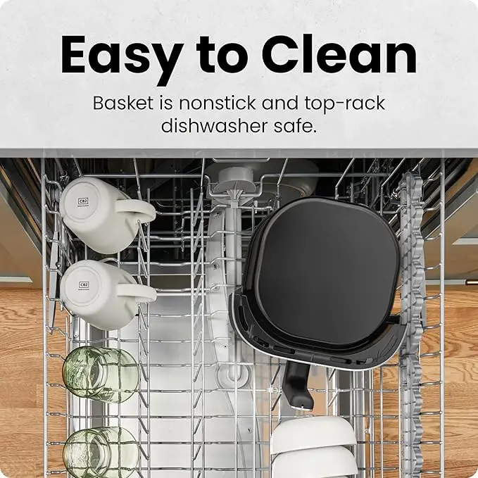 Chefman Air Fryer – 6 QT Compact Airfryer for Quick & Easy Meals, Features Hi-Fry Technology for Extra Crisp, Easy-View Window, Touch Controls with 4 Presets, Nonstick & Dishwasher Safe Basket - Black image 6