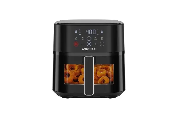 Chefman Air Fryer – 6 QT Compact Airfryer for Quick & Easy Meals, Features Hi-Fry Technology for Extra Crisp, Easy-View Window, Touch Controls with 4 Presets, Nonstick & Dishwasher Safe Basket - Black image