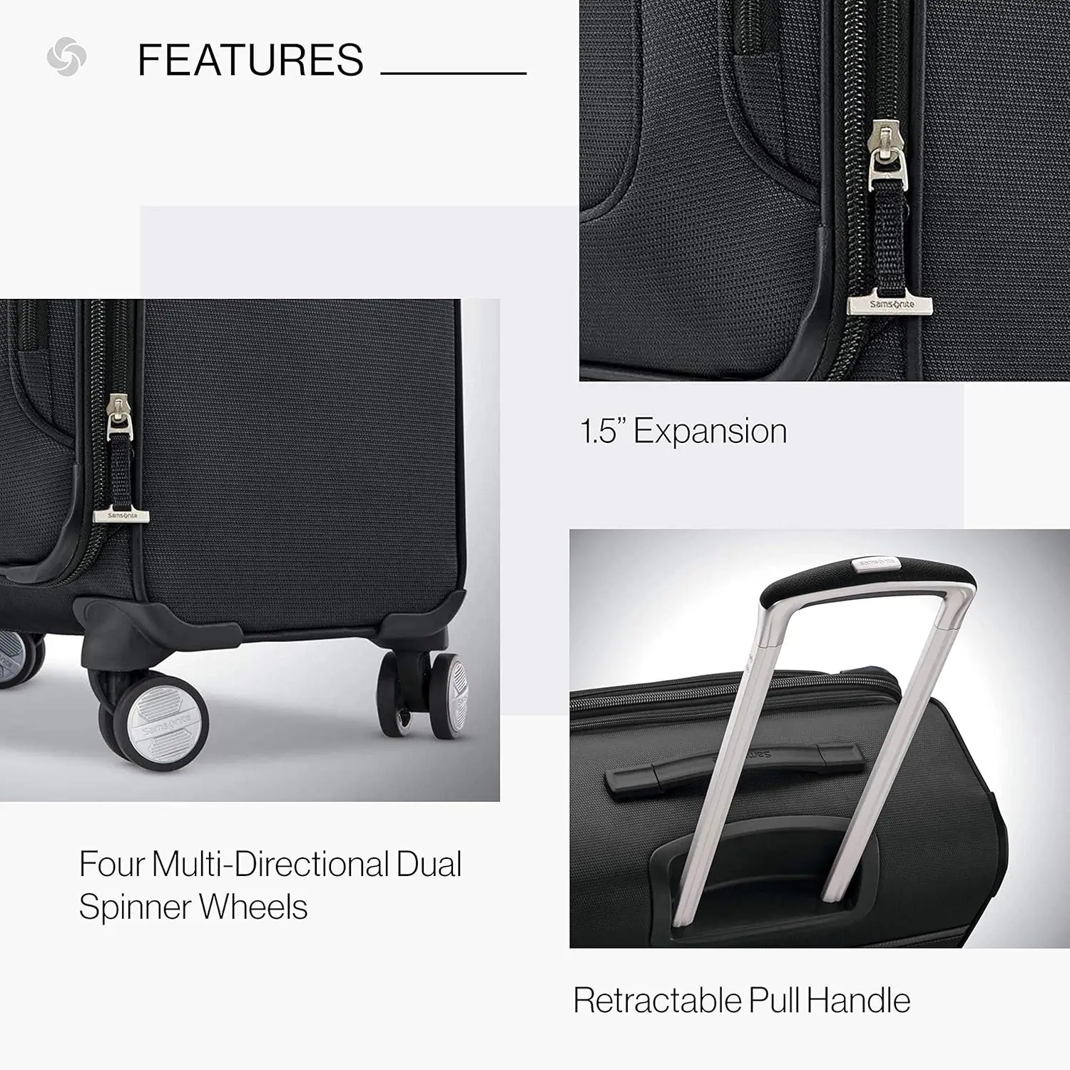 Samsonite Solyte DLX Softside Expandable Luggage with Spinner Wheels, Midnight Black, Carry-On 20-Inch image 6