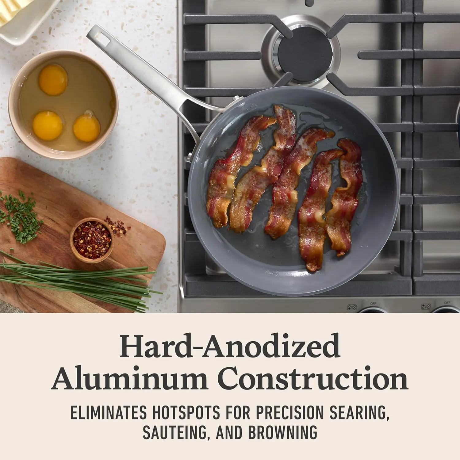 Calphalon® Premier Ceramic Nonstick 12" Frying Pan with Lid, Mushroom Grey image 3