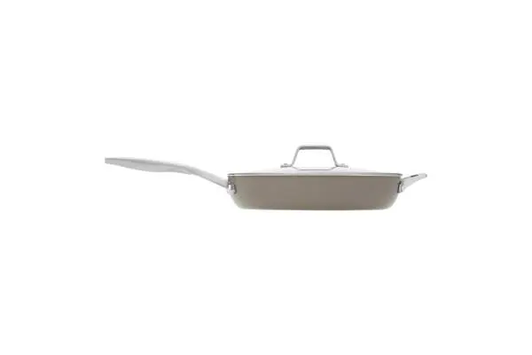 Calphalon® Premier Ceramic Nonstick 12" Frying Pan with Lid, Mushroom Grey image