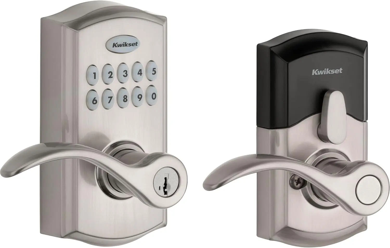 Kwikset SmartCode 955 Pembroke Light Commercial 10-Button Keypad Electronic Lever, Convenient Keyless Entry, 3-Year Batter Life and High Traffic Durability in Satin Nickel image 1