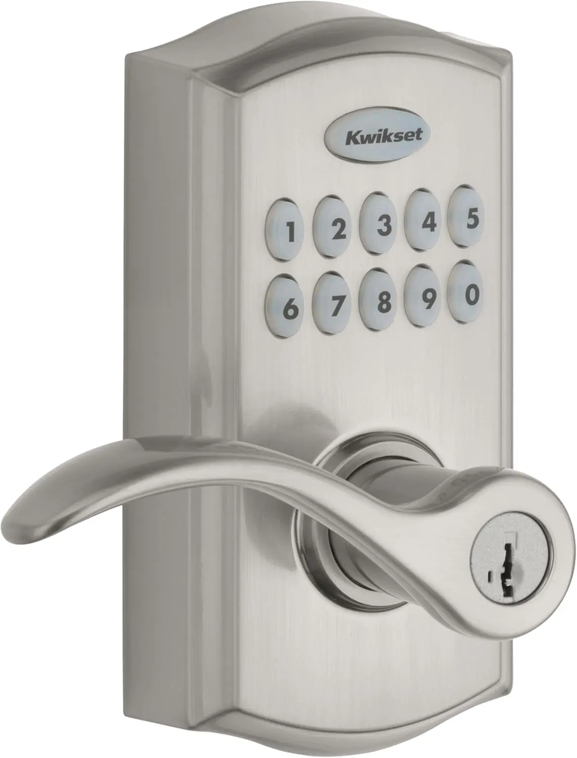Kwikset SmartCode 955 Pembroke Light Commercial 10-Button Keypad Electronic Lever, Convenient Keyless Entry, 3-Year Batter Life and High Traffic Durability in Satin Nickel image 9