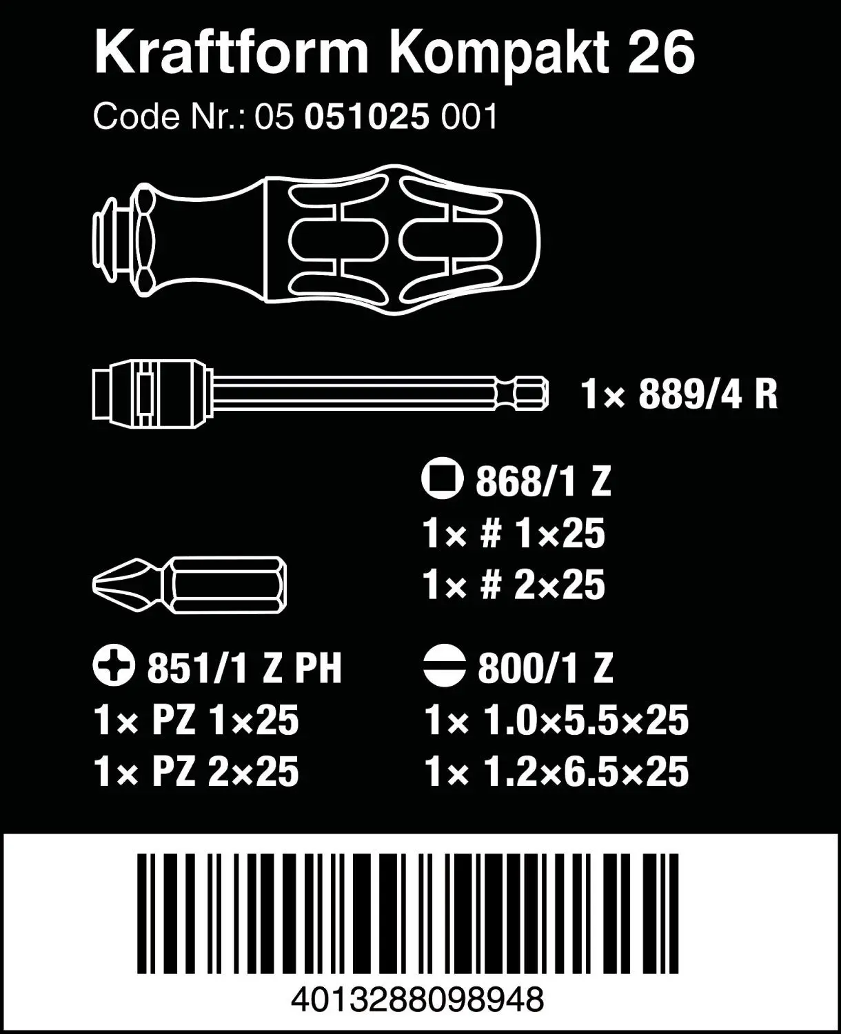 Wera - 5051025001 KK 26 7-In-1 Bitholding Screwdriver with Removable Bayonet Blade (SL/PH/SQ) Silver image 2