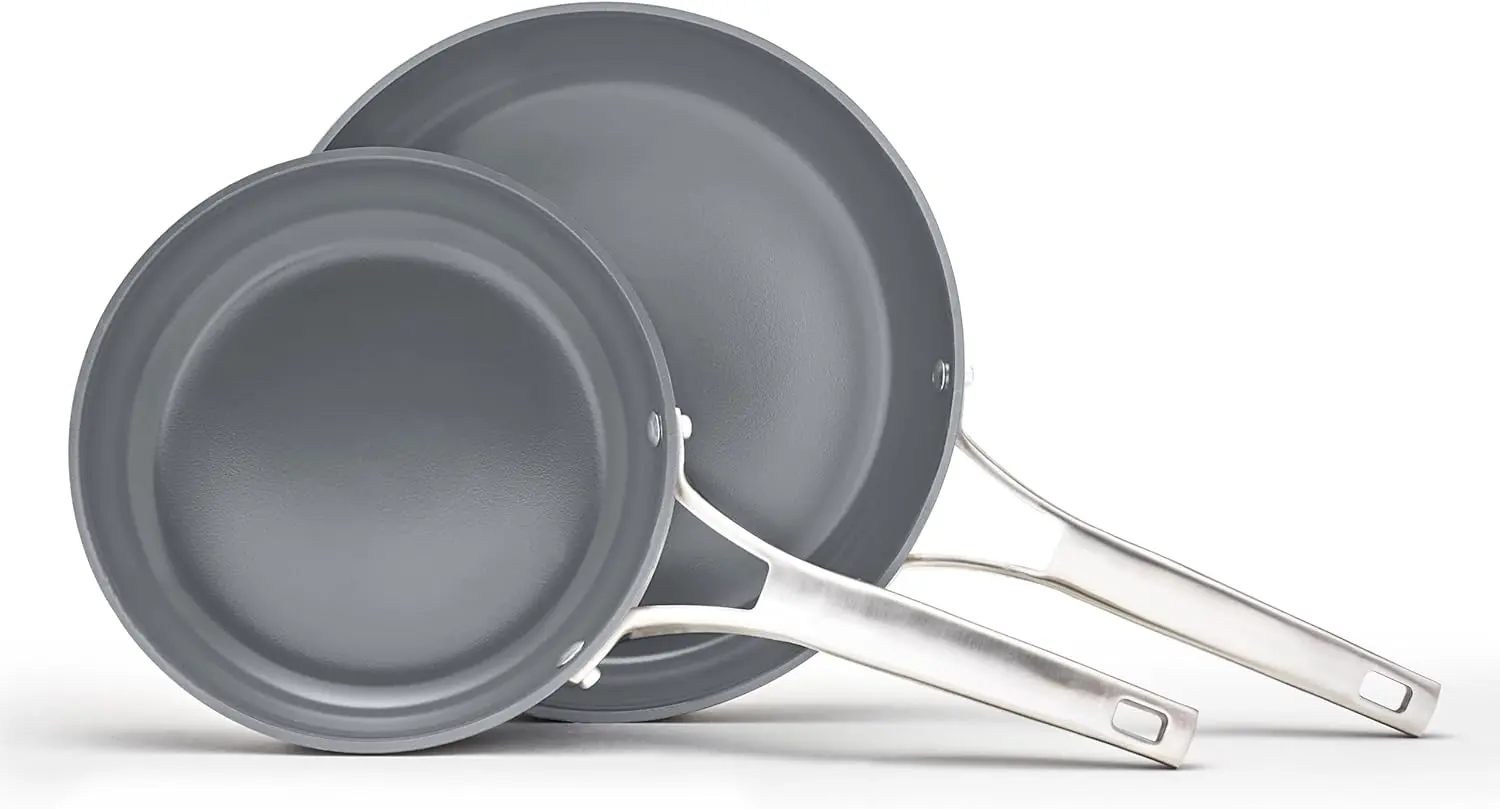 Calphalon® Premier Ceramic Nonstick 8" and 10" Frying Pan Set, Mushroom Grey image 1