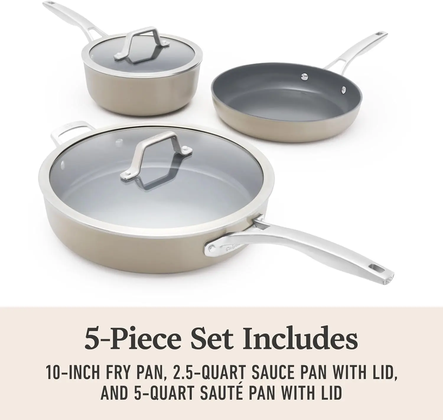Calphalon® Premier Ceramic Nonstick 8" and 10" Frying Pan Set, Mushroom Grey image 6