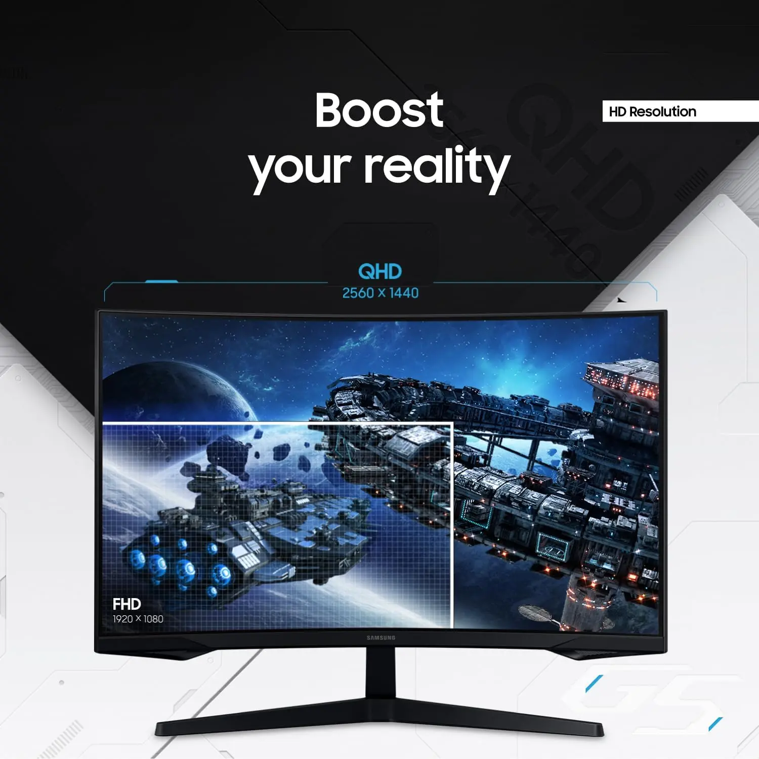 SAMSUNG 32" Odyssey G55C Series QHD 1000R Curved Gaming Monitor, 1ms(MPRT), HDR10, 165Hz, AMD Radeon FreeSync, Eye Care, Glare Free, Sharp Resolution LS32CG550ENXZA image 3