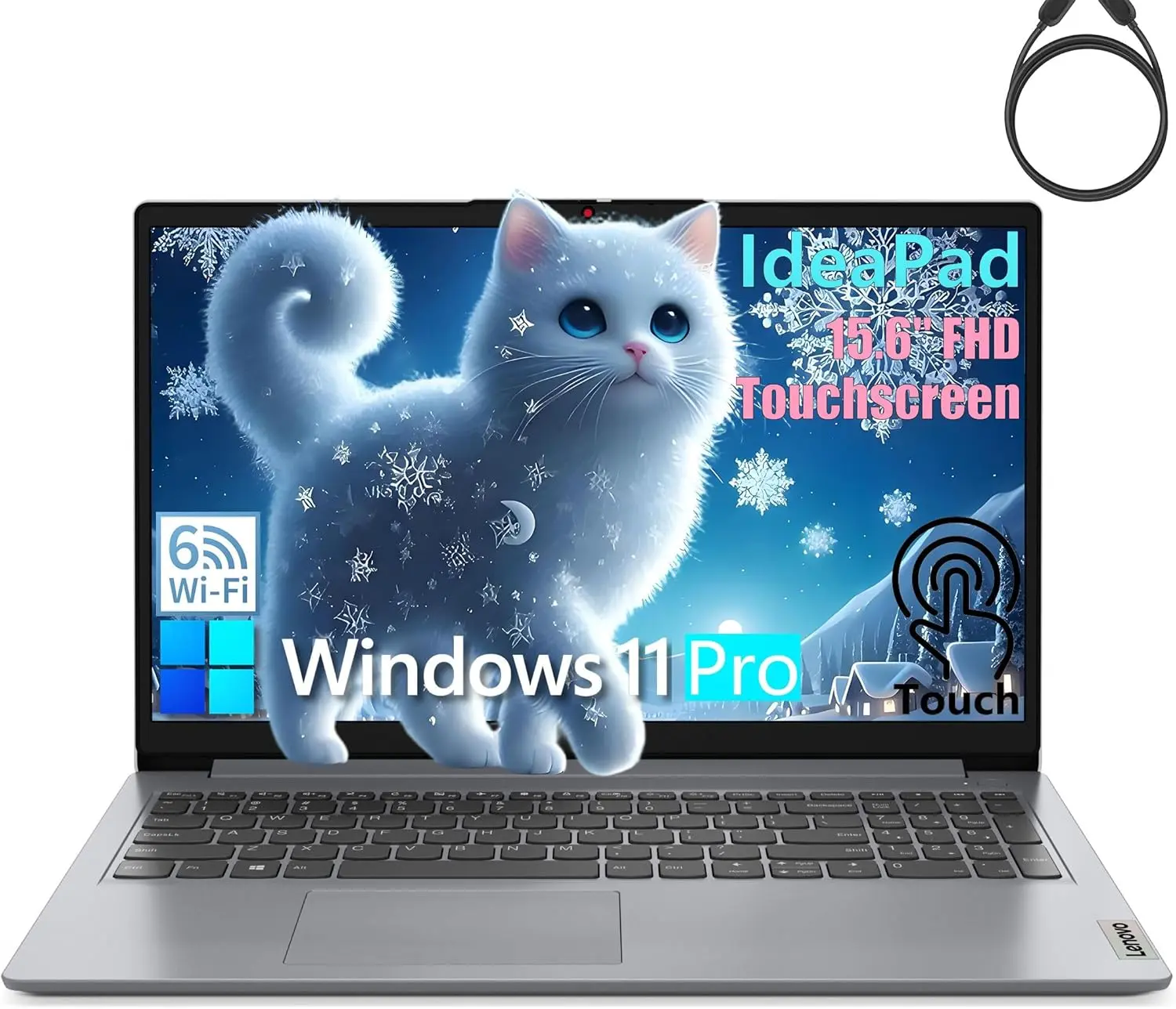 Lenovo Ideapad Touchscreen Laptop Computer for Home Business Student, 15.6" FHD, 40GB DDR4 RAM, 1TB PCIe SSD, Intel 6-Core CPU (Beat i5-1155G7), WiFi 6, HDMI, Windows 11 Pro S, BEF-ectoy Cable image 1