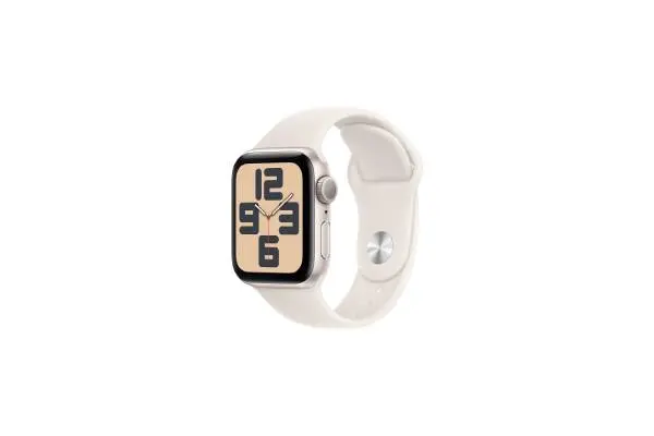 Apple Watch SE (2nd Gen) [GPS 40mm] Smartwatch with Starlight Aluminum Case with Starlight Sport Band S/M. Fitness and Sleep Trackers, Crash Detection, Heart Rate Monitor, Retina Display image