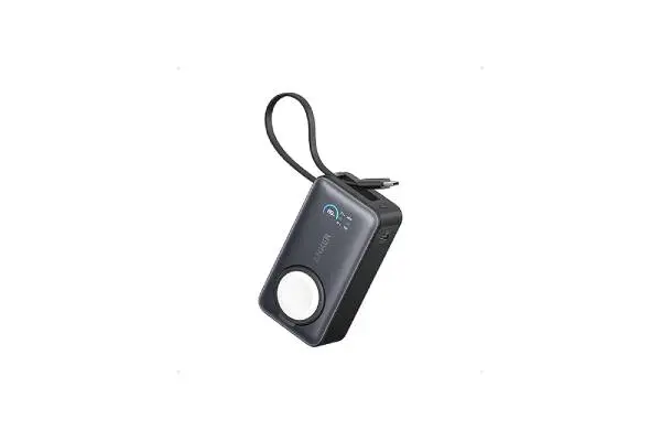 Anker MagGo Power Bank for Apple Watch, Officially Certified 10,000mAh Compact Battery Pack with Built-in USB-C Cable, 35W Max, for iPhone 15 Series, Samsung, iPad, AirPods, and More(Black) image