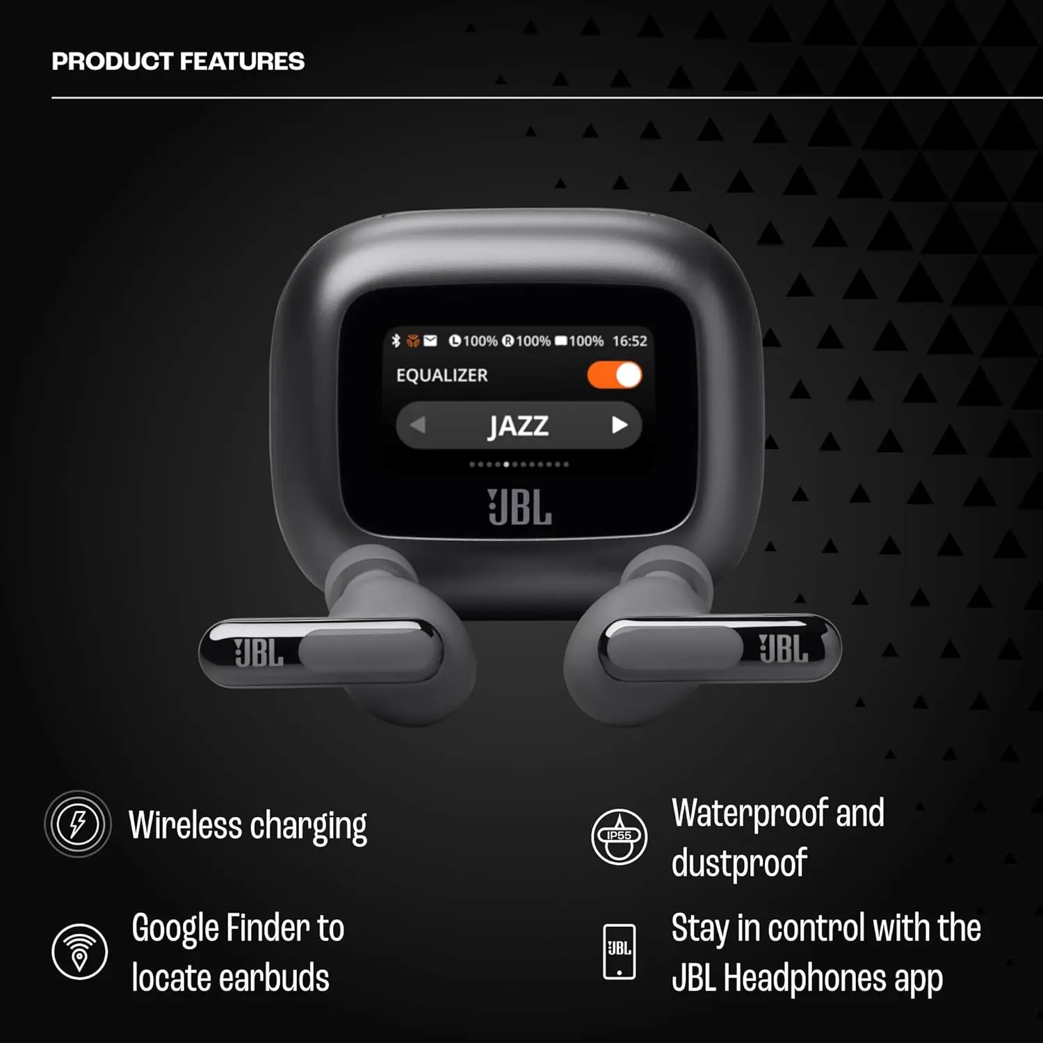 JBL Live Beam 3 - True Wireless Noise-Cancelling Stick-Closed Earbuds, 48Hrs Total Playback, Wireless Charging, 6 Mics for Perfect Calls, Multi-Point Connection, IP55 Waterproof and dustproof (Black) image 3
