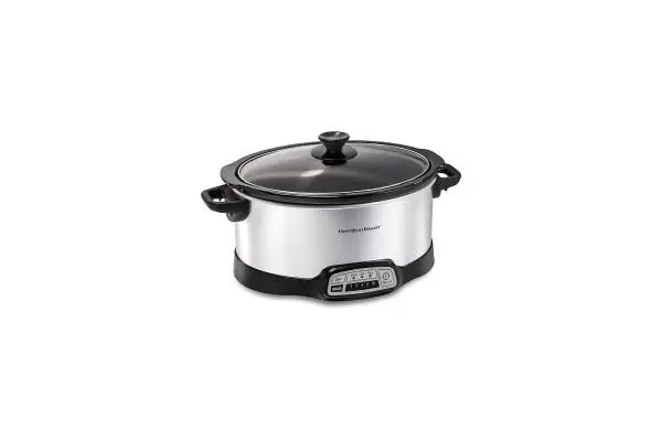 Hamilton Beach 7 Quart Programmable Slow Cooker With Flexible Easy Programming, 5 Cooking Times, Dishwasher-Safe Crock & Lid, Silver (33473) image