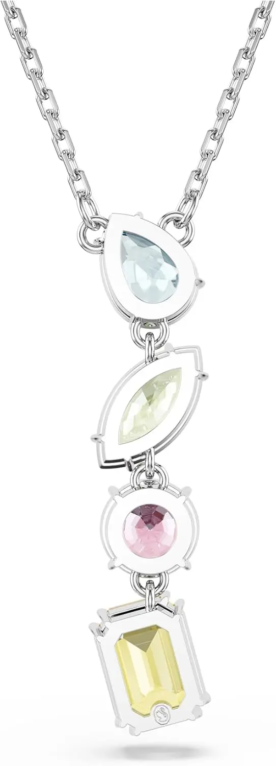 Swarovski Gema Y Pendant, Mixed Cuts, Multicolored, Rhodium Finished image 4