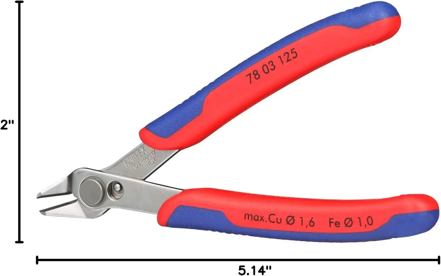 KNIPEX Tools - Electronics Super Knips, INOX Steel, Multi-Component (7803125), 5-Inch image 4