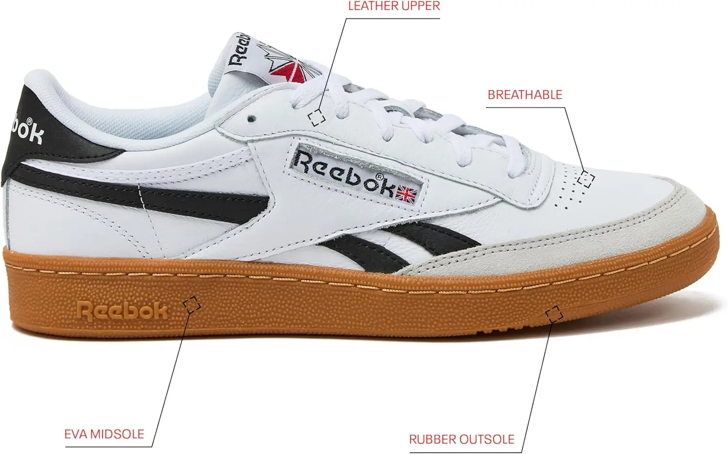 Reebok Club C Revenge Vintage Sneakers for Men - Casual Tennis Mens Shoes Size 6 to 15 image 2