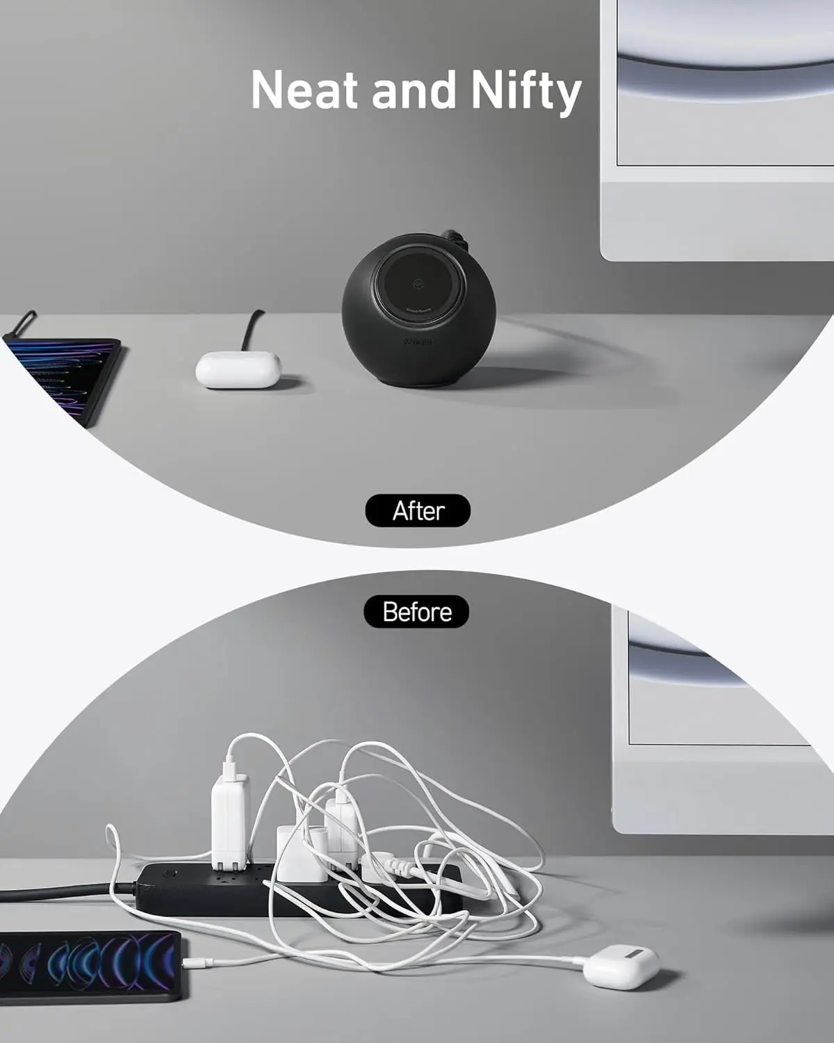 Anker MagGo Magnetic Charging Station, Qi2 Certified 15W Ultra-Fast MagSafe Wireless Charger for iPhone 15/14/13, 8-in-1 Power Strip with 3 AC and 4 USB Desktop Charger for MacBook and More image 3