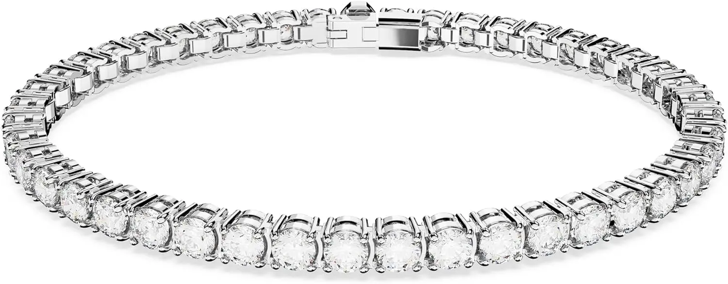 Swarovski Matrix Tennis Bracelet, Round Cut Crystals, Pink, Blue, Black, Clear, Rhodium, Gold-Tone and Rose Gold-Tone Finishes image 1