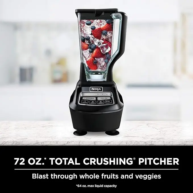 Ninja Mega Kitchen System, 1500W, 72 oz. Full-Size Blender & 8-Cup Food Processor with (2) 16 oz. To-Go Cups, Total Crushing Technology - Smoothies, Ice Crushing, Purees, Dough & More, Black, BL770 image 2