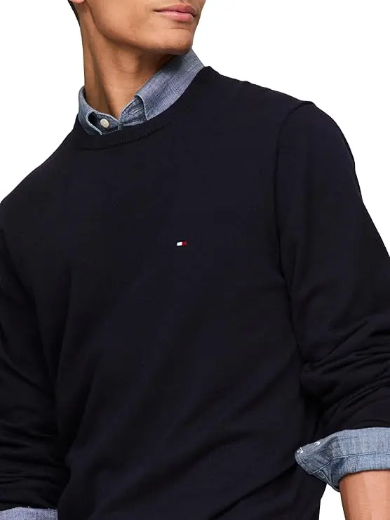Tommy Hilfiger Mens Cotton Solid Crewneck Sweater Lightweight Pullover, Also Available in Big & Tall image 2