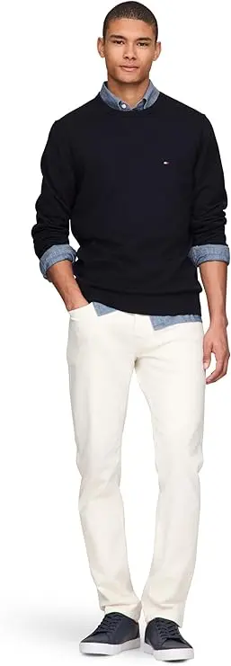 Tommy Hilfiger Mens Cotton Solid Crewneck Sweater Lightweight Pullover, Also Available in Big & Tall image 3
